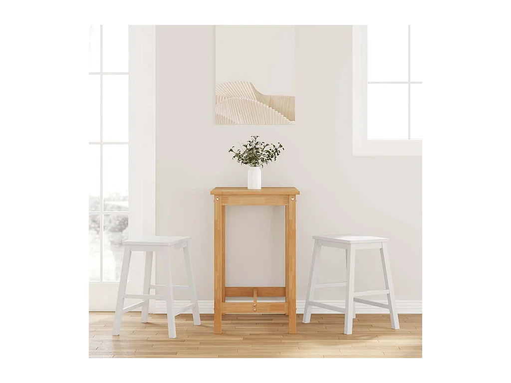 Chaises de bar 2 pcs blanc bois massif d'hévéa