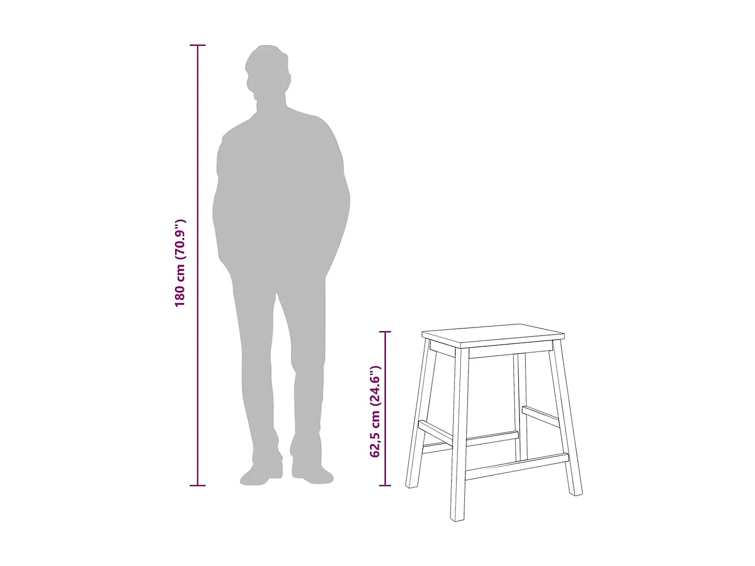 Chaises de bar 2 pcs blanc bois massif d'hévéa