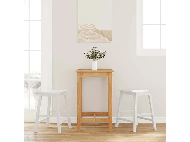 Chaises de bar 2 pcs blanc bois massif d'hévéa