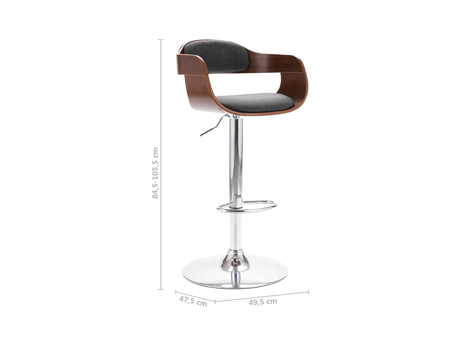 Tabouret de bar Contreplaqué et tissu gris