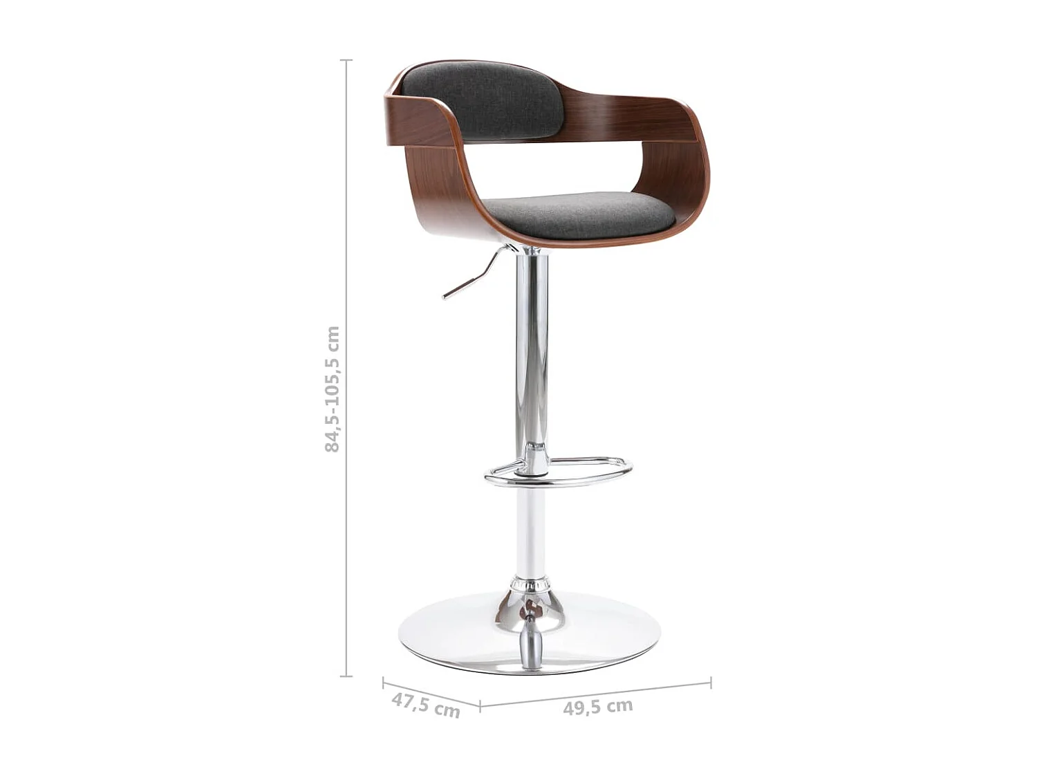 Tabouret de bar Contreplaqué et tissu gris