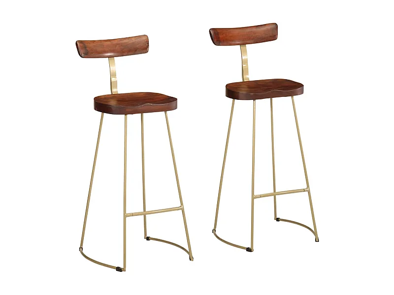 Set di 2 sgabelli da bar 49x43x103 cm in legno massello di mango