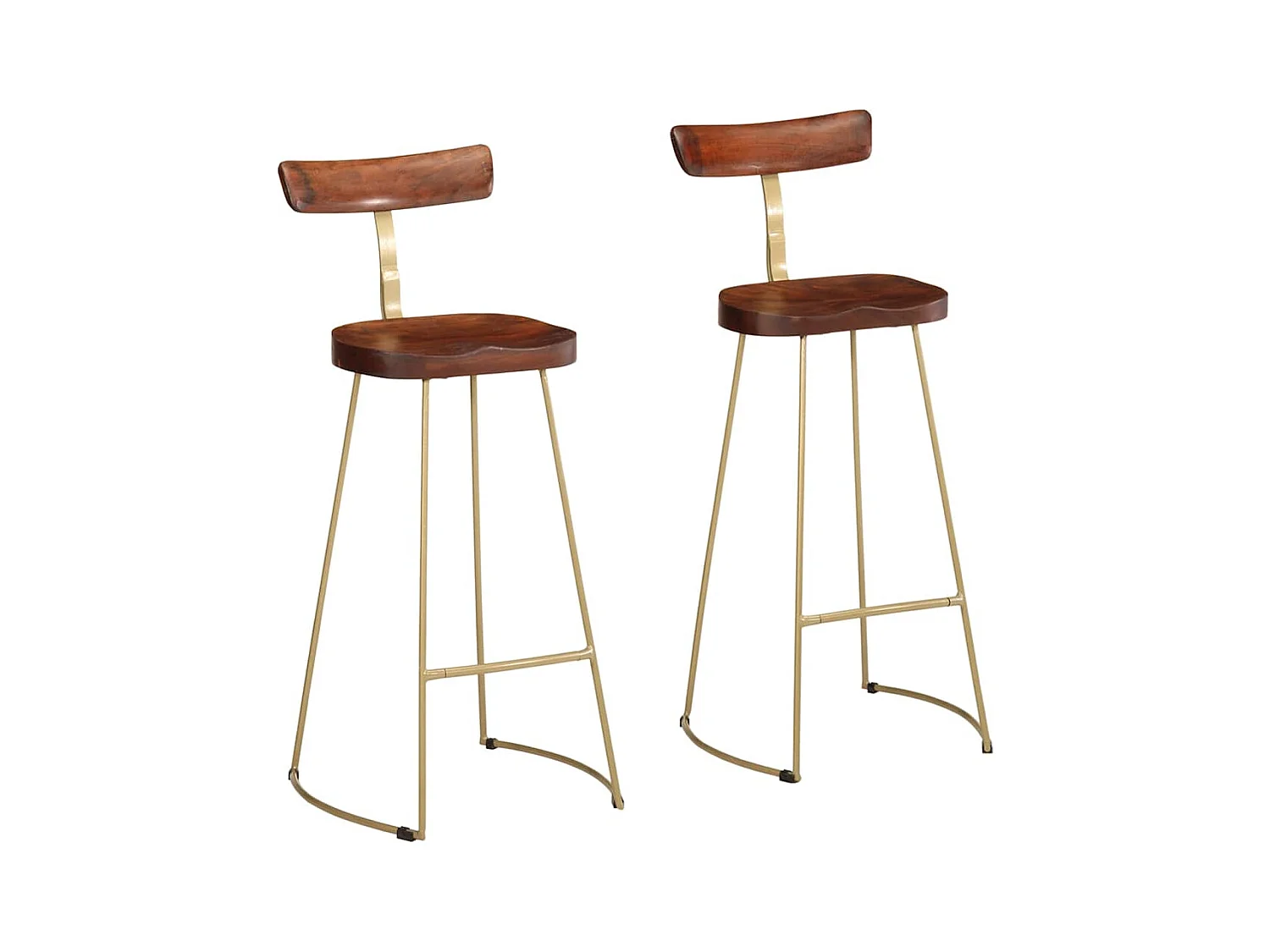 Set di 2 sgabelli da bar 49x43x103 cm in legno massello di mango