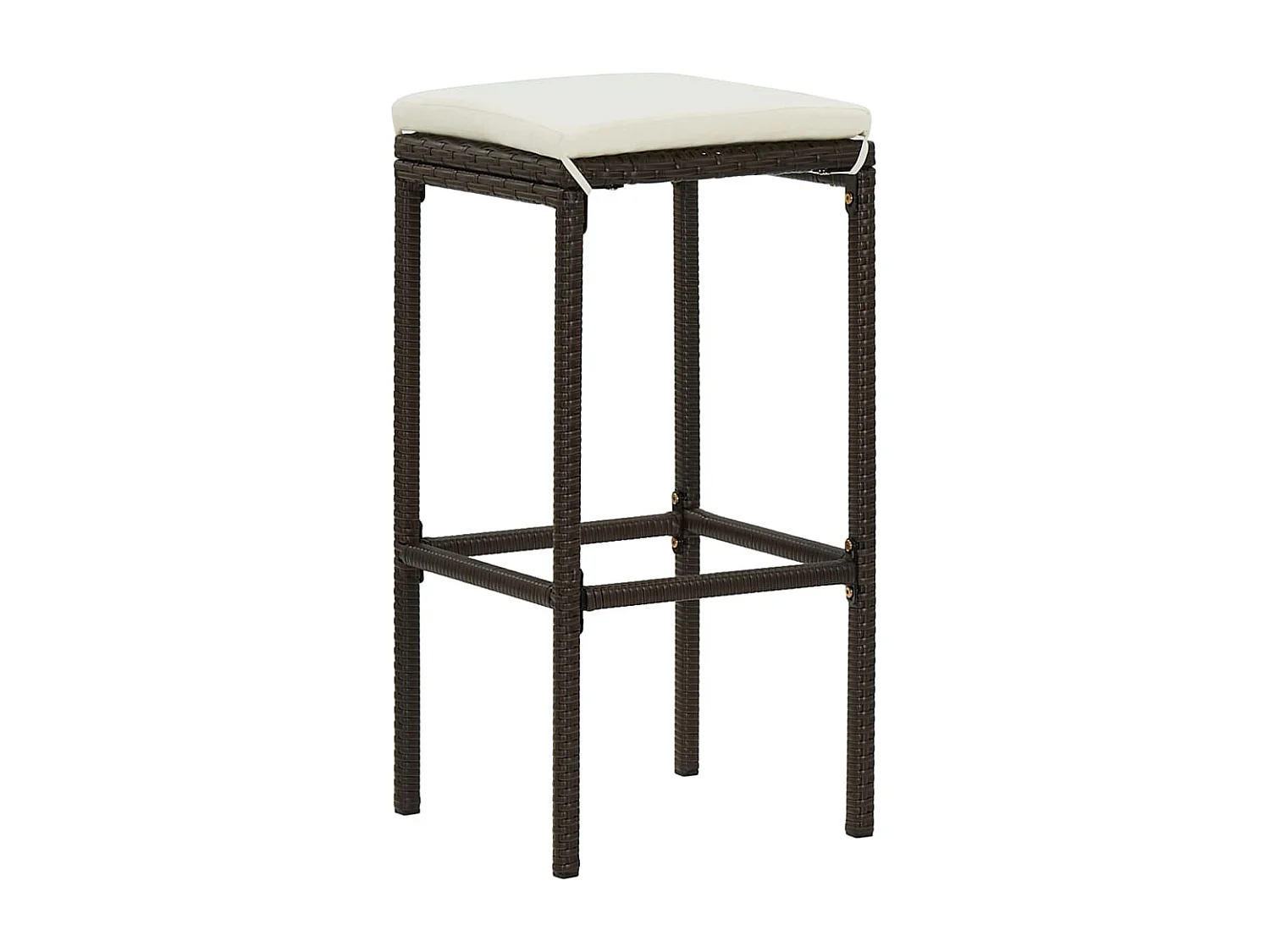 Tabourets de bar avec coussins lot de 3 marron résine tressée