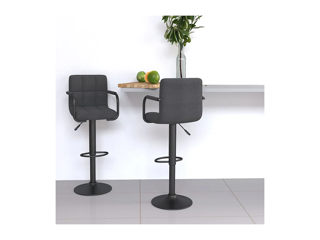 Tabourets de bar lot de 2 gris foncé tissu