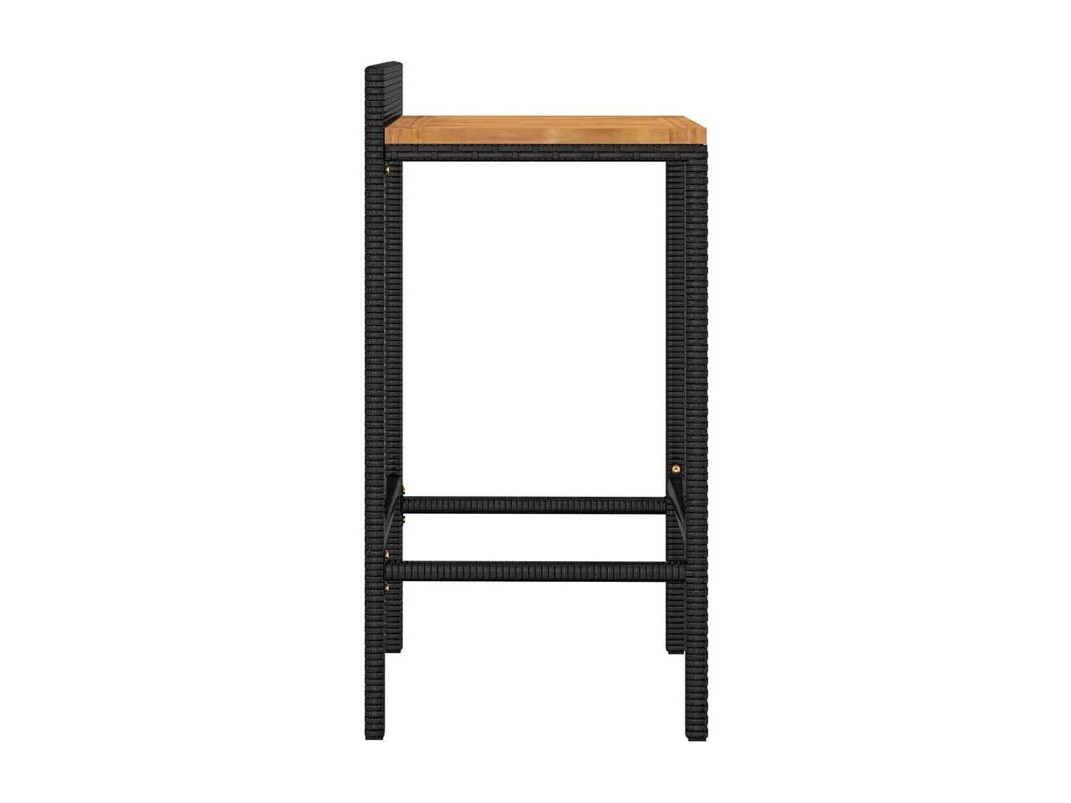 Tabourets de bar lot de 4 noir résine tressée et bois d'acacia