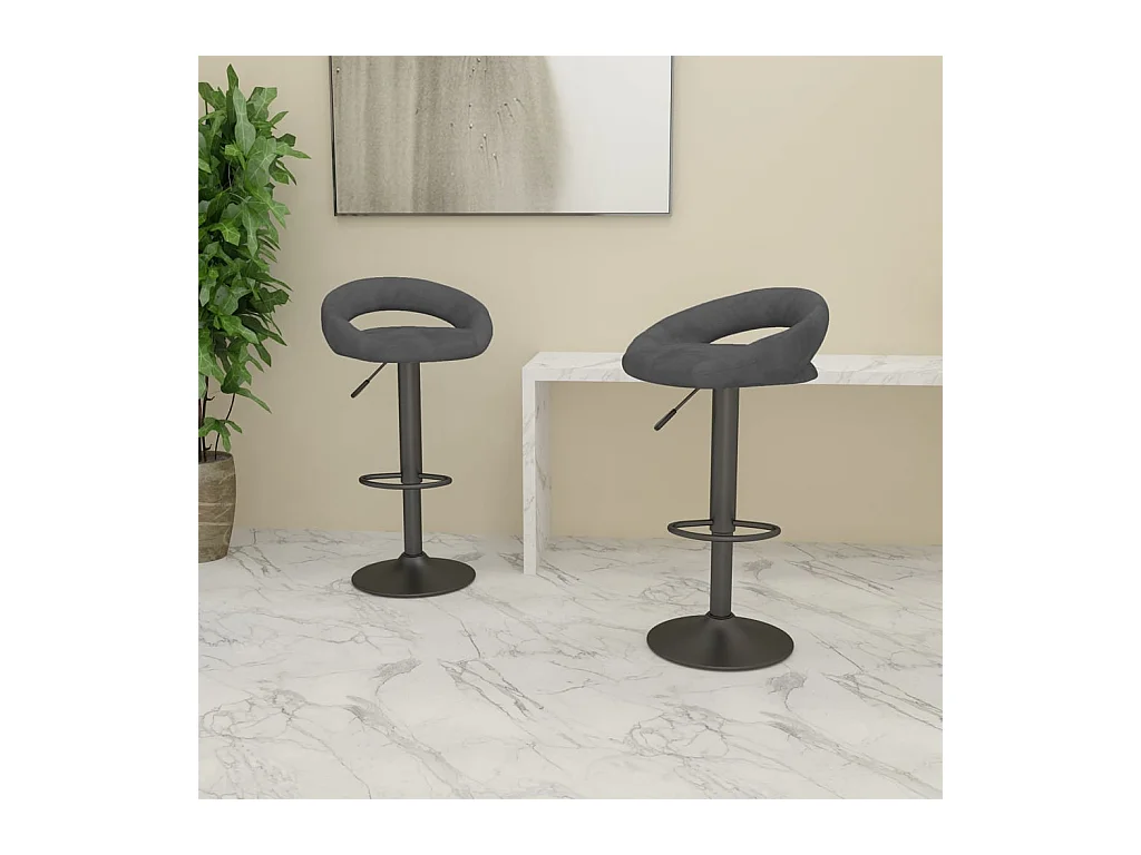 Tabourets de bar lot de 2 gris foncé velours