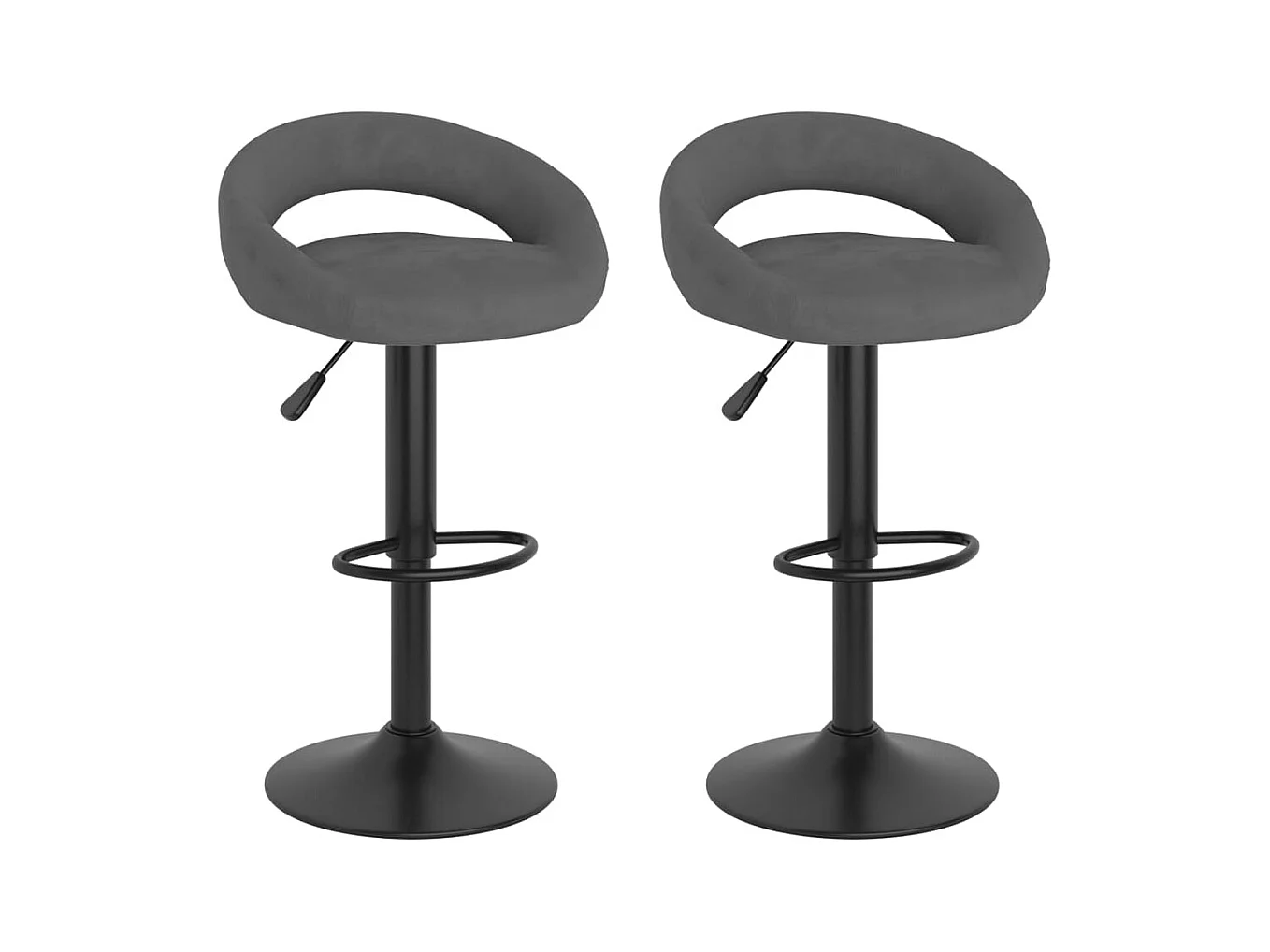 Tabourets de bar lot de 2 gris foncé velours