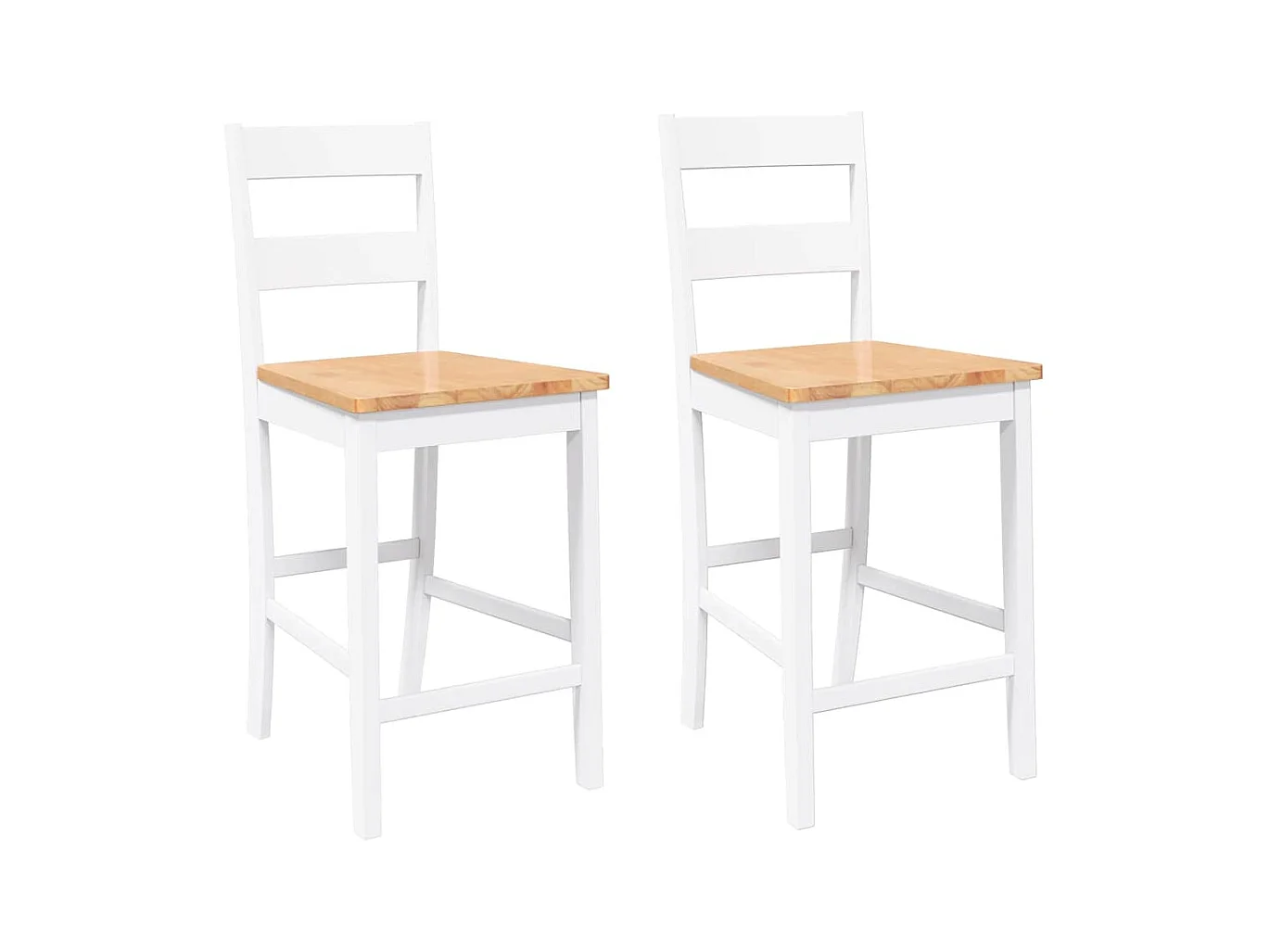 Sgabelli da bar 2 pezzi in legno massello di gomma bianco
