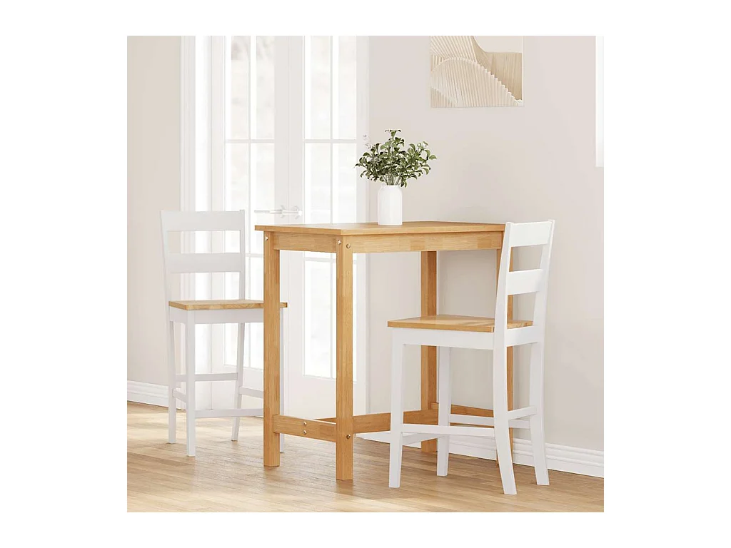 Sgabelli da bar 2 pezzi in legno massello di gomma bianco