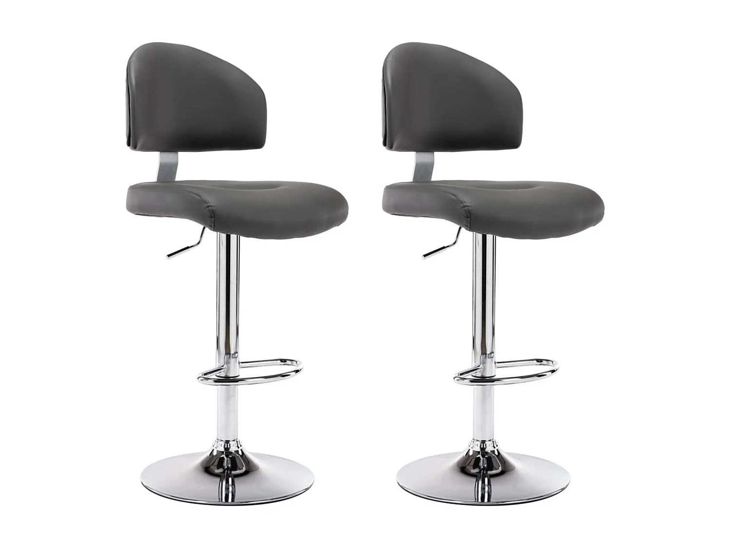 Tabourets de bar lot de 2 gris similicuir