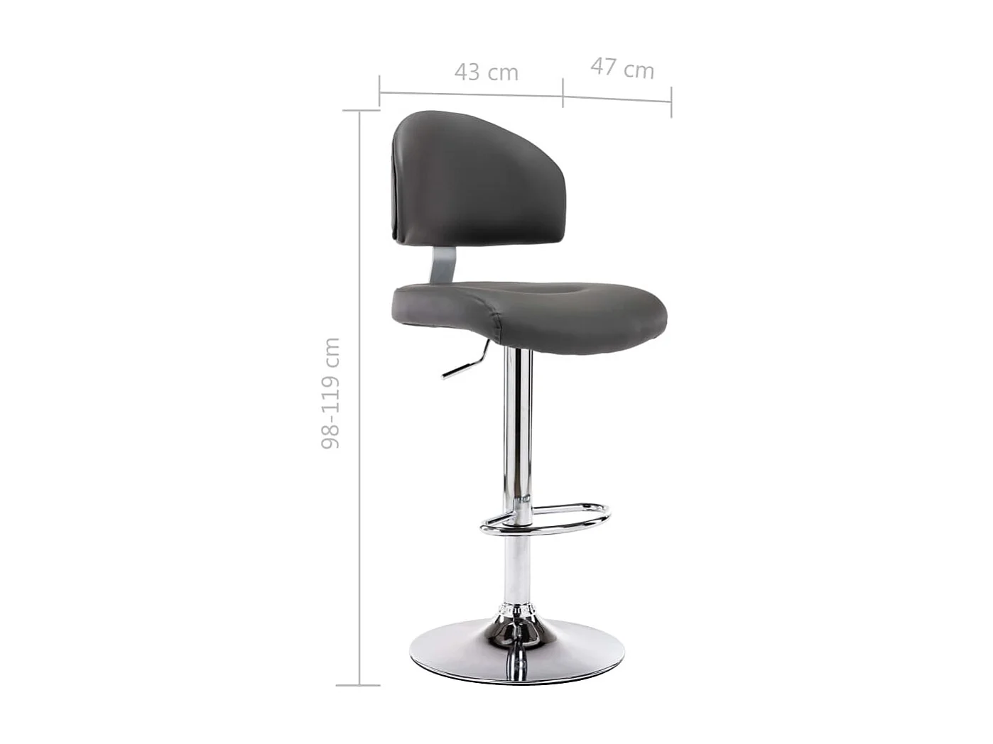 Tabourets de bar lot de 2 gris similicuir