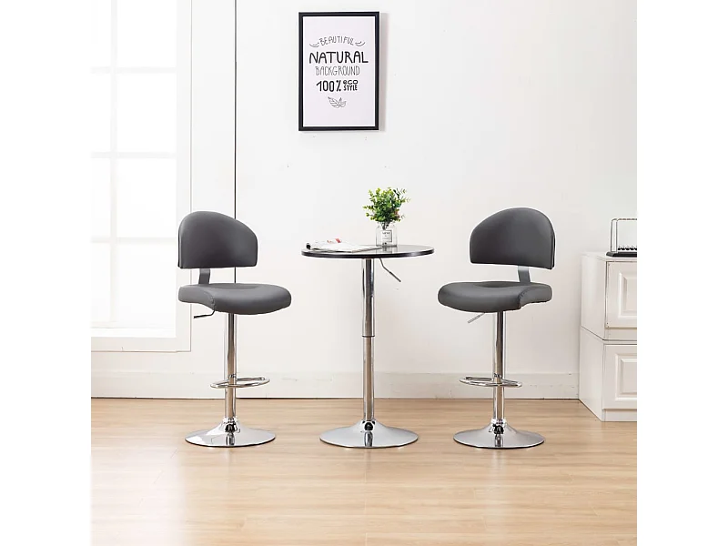 Tabourets de bar lot de 2 gris similicuir