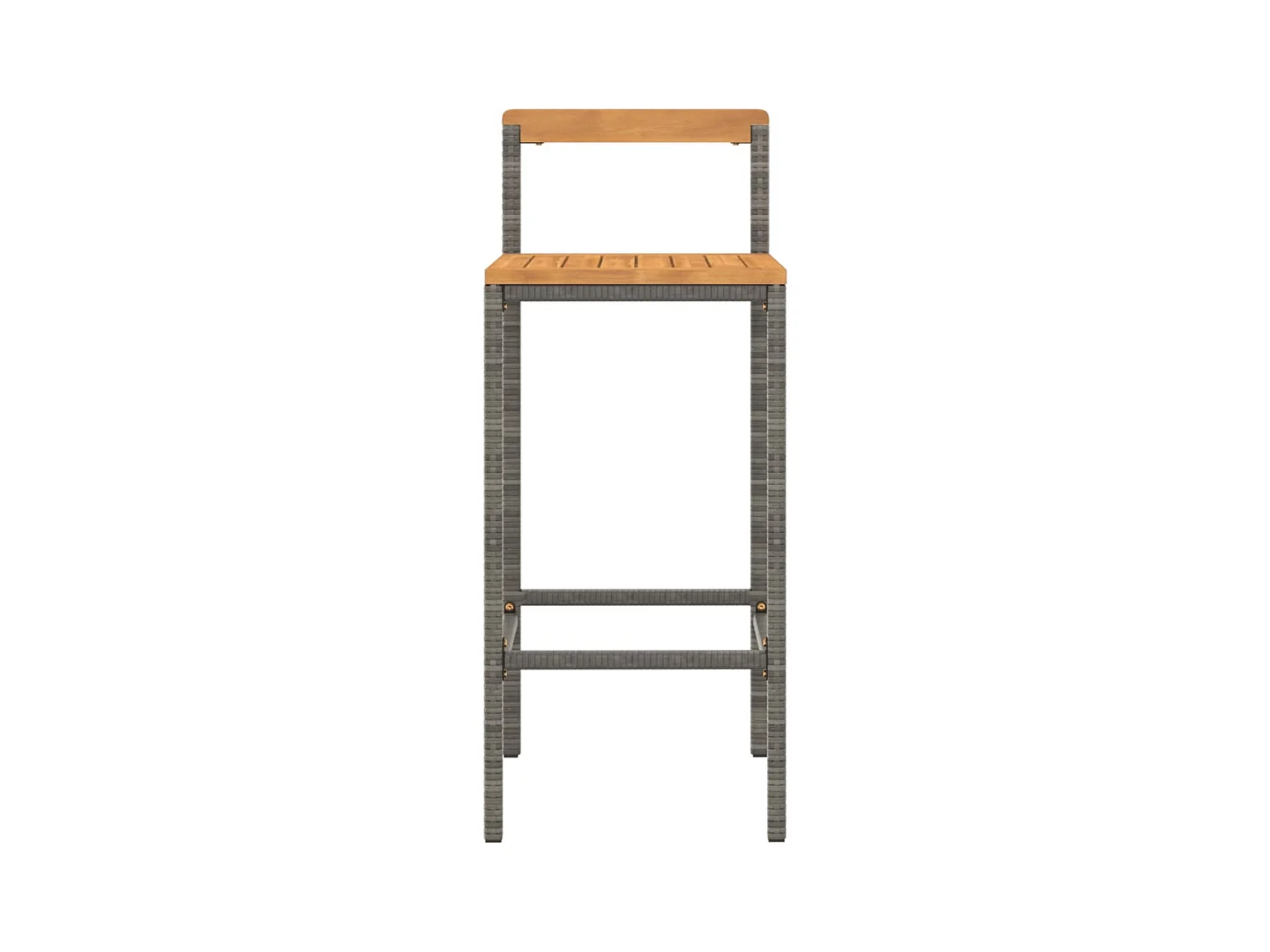 Tabourets de bar lot de 2 gris résine tressée et bois d'acacia