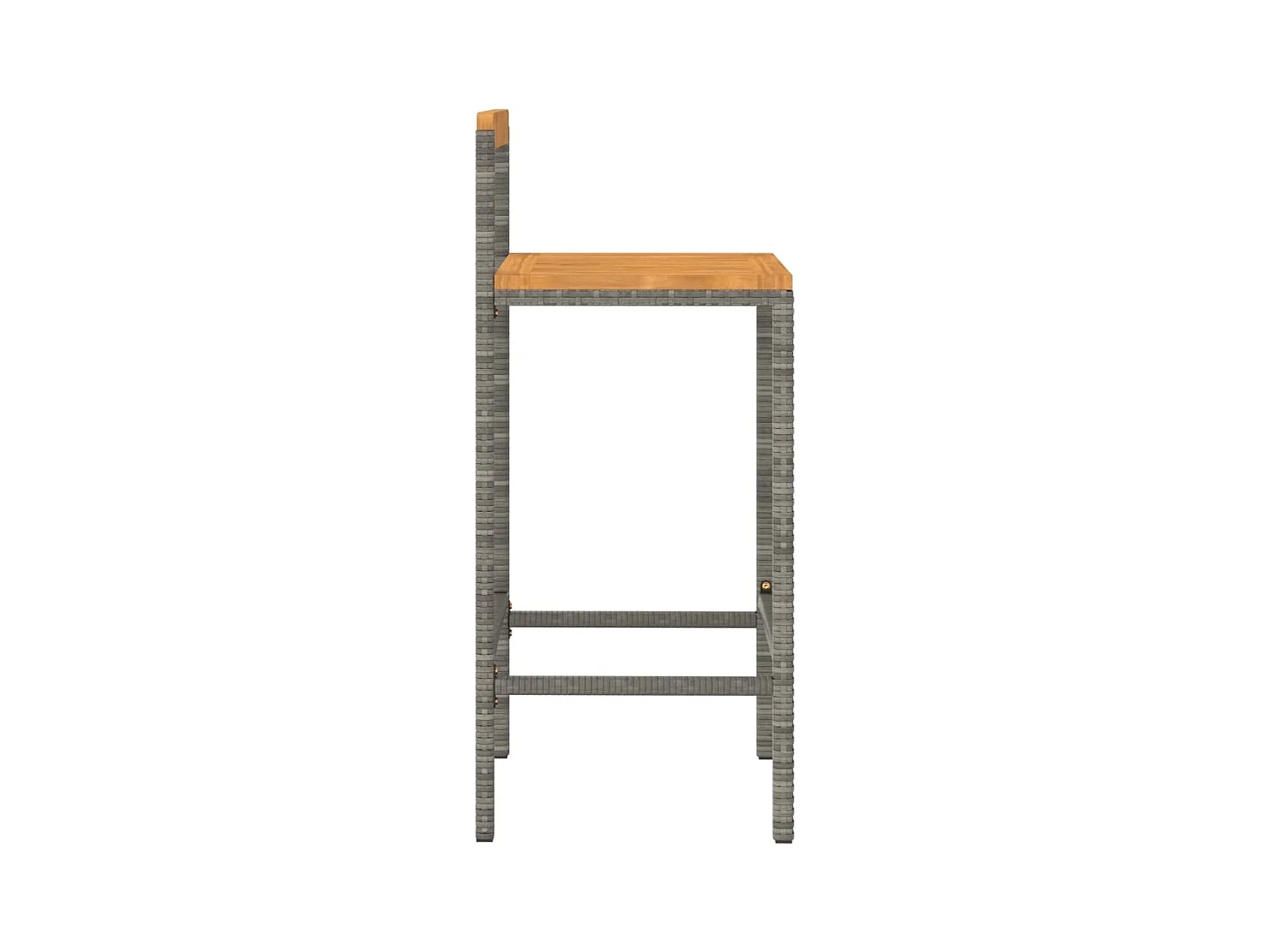 Tabourets de bar lot de 2 gris résine tressée et bois d'acacia