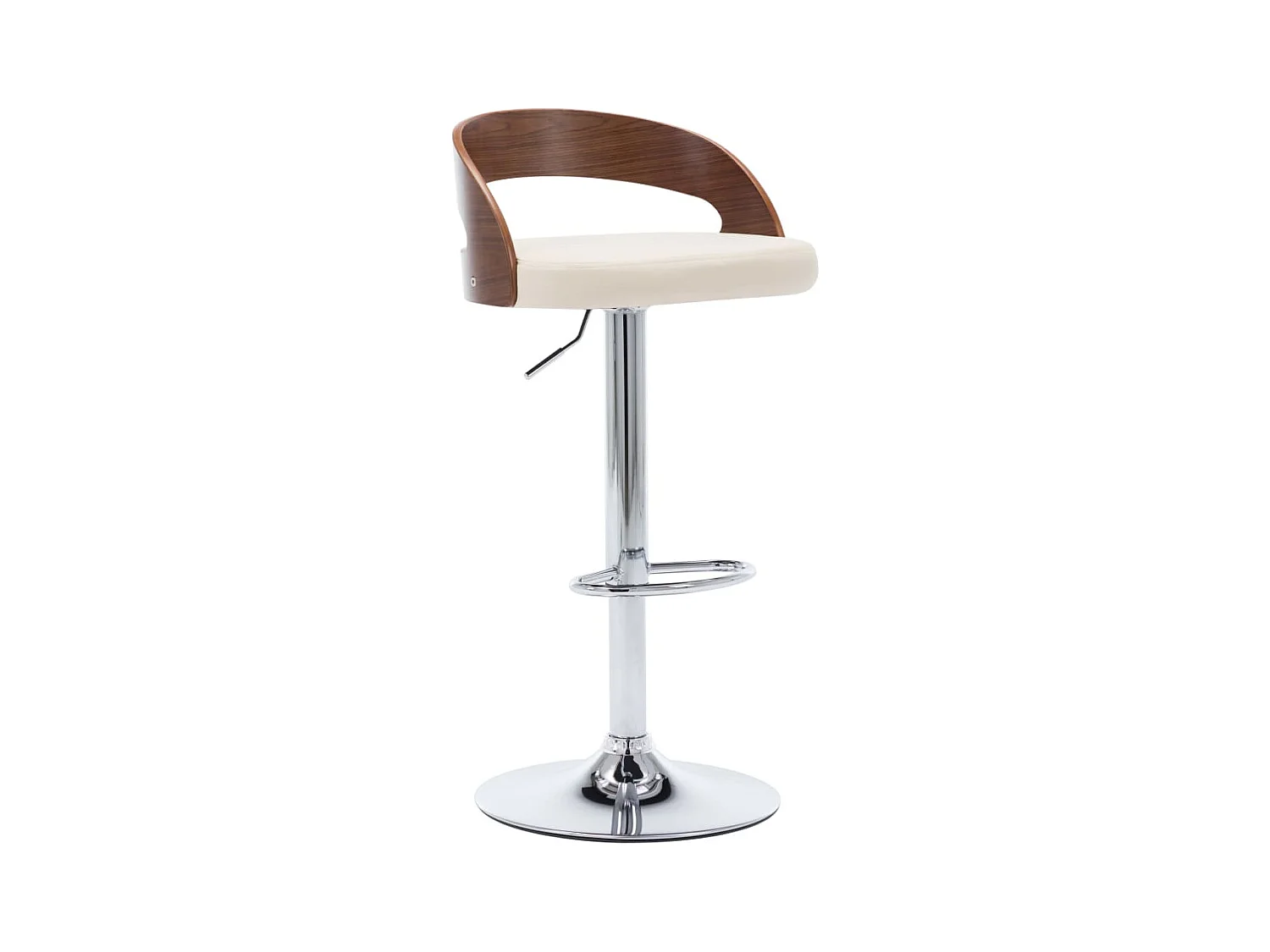 Set di 2 sgabelli da bar in similpelle color crema e legno curvato