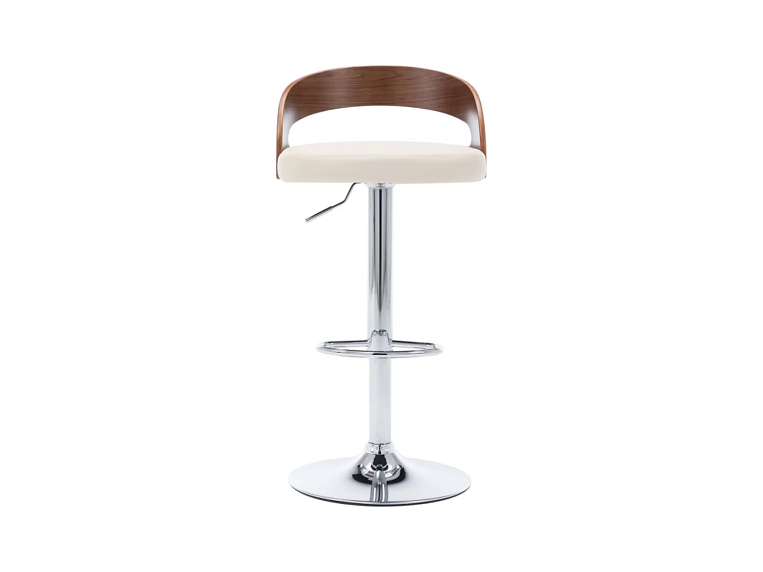 Set di 2 sgabelli da bar in similpelle color crema e legno curvato