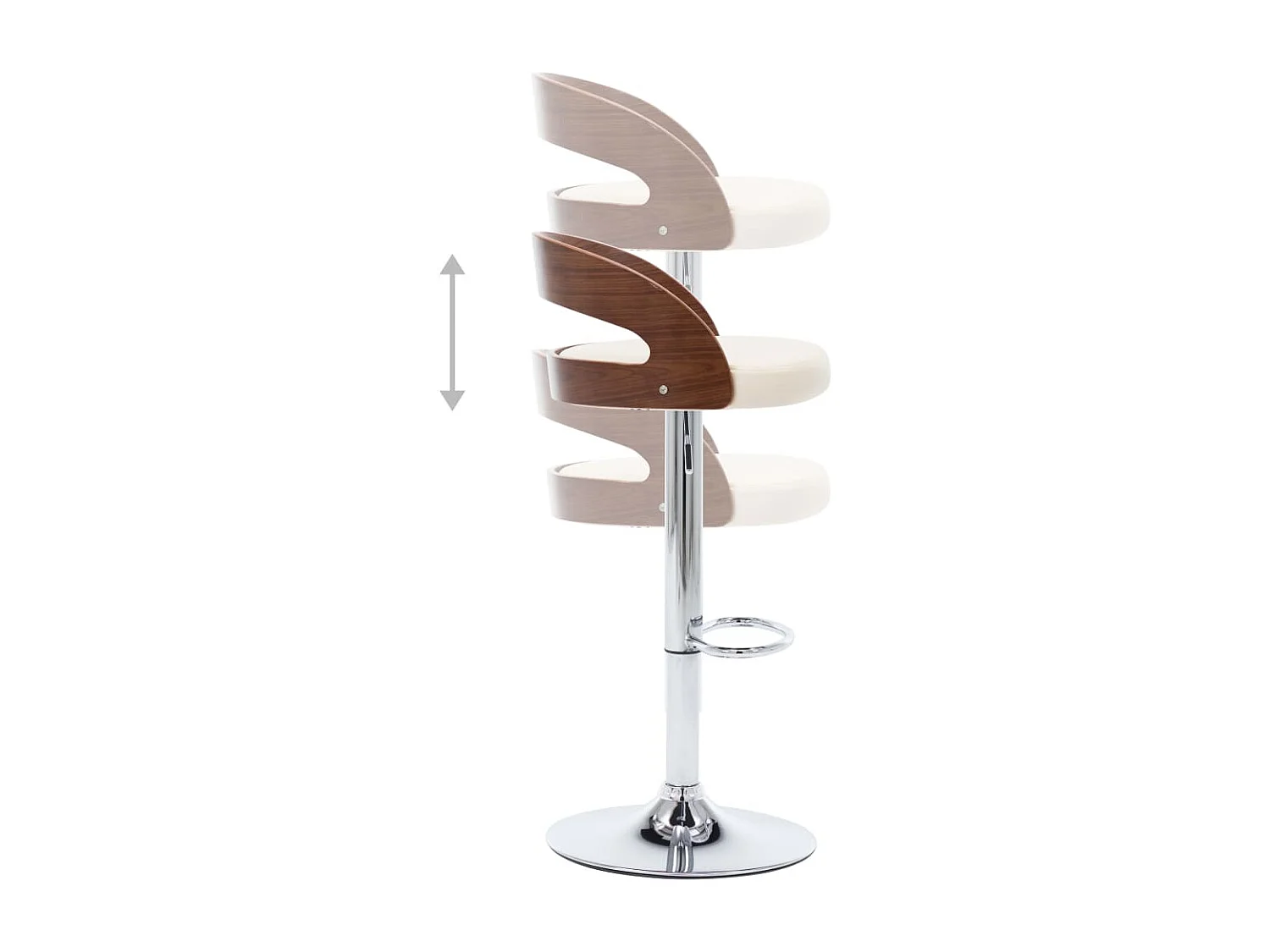 Set di 2 sgabelli da bar in similpelle color crema e legno curvato