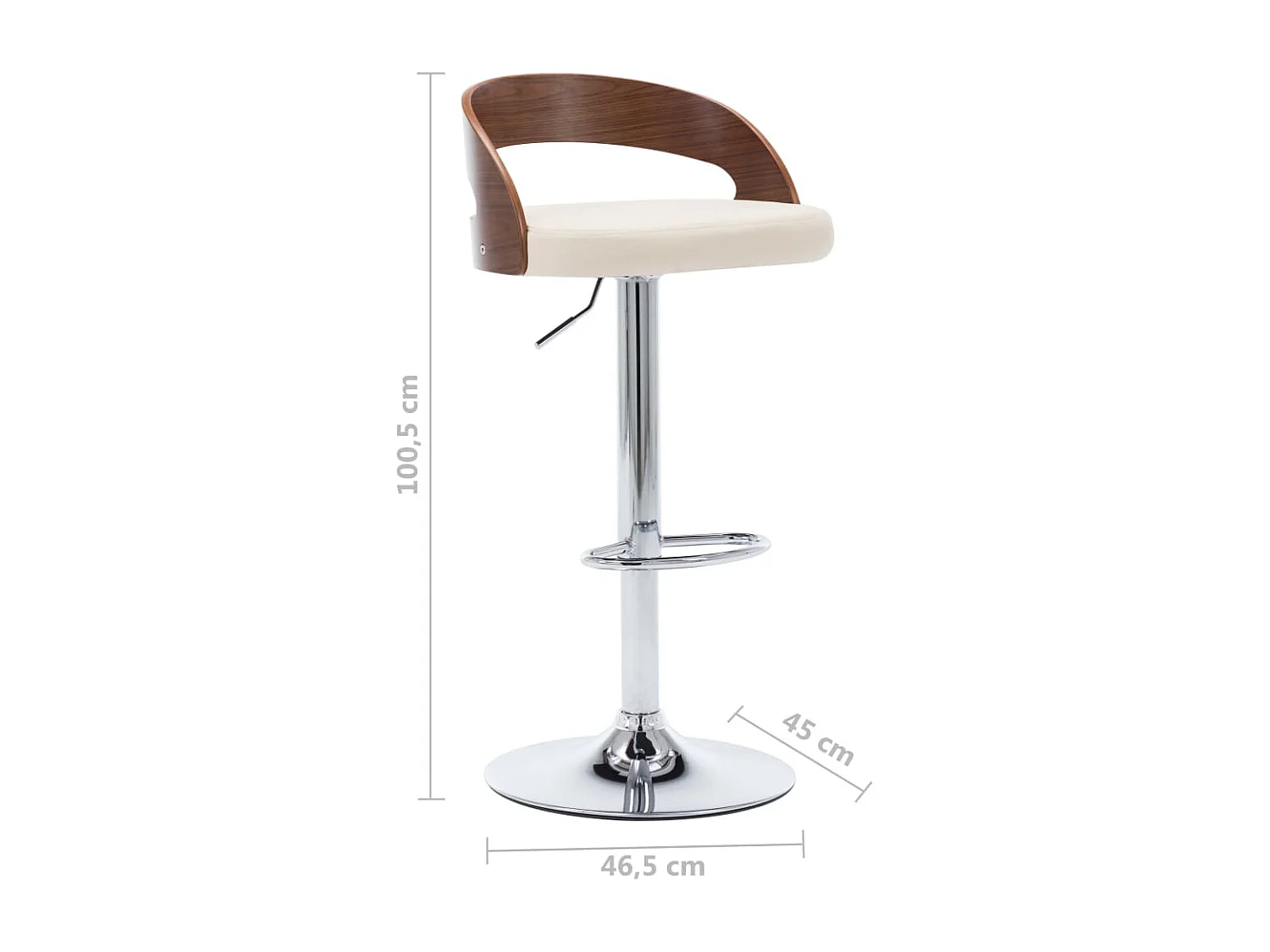 Set di 2 sgabelli da bar in similpelle color crema e legno curvato