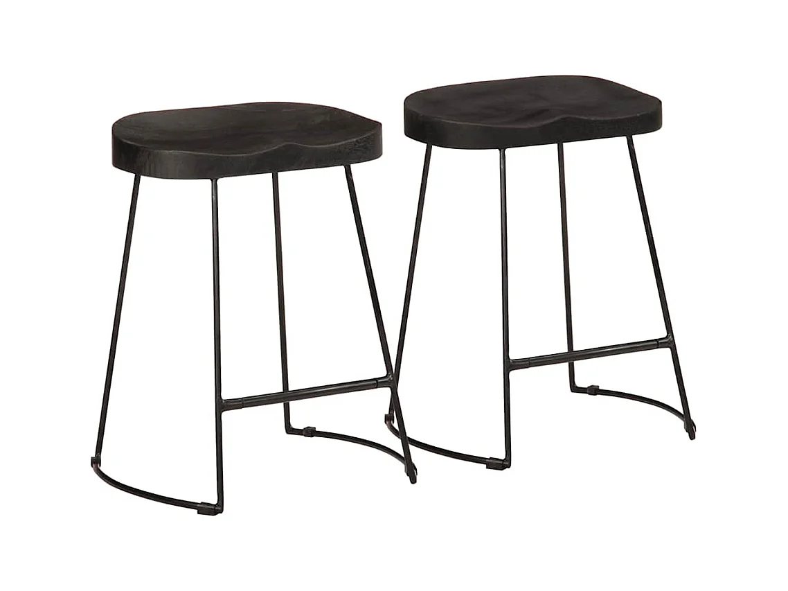 Set di 2 sgabelli da bar neri 46x38x52 cm in legno massello di mango