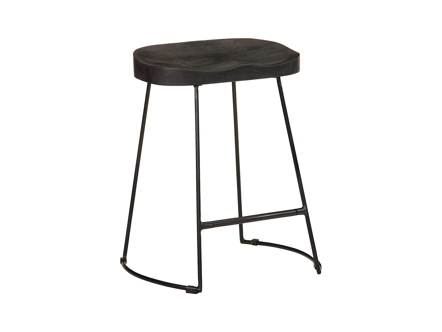 Set di 2 sgabelli da bar neri 46x38x52 cm in legno massello di mango