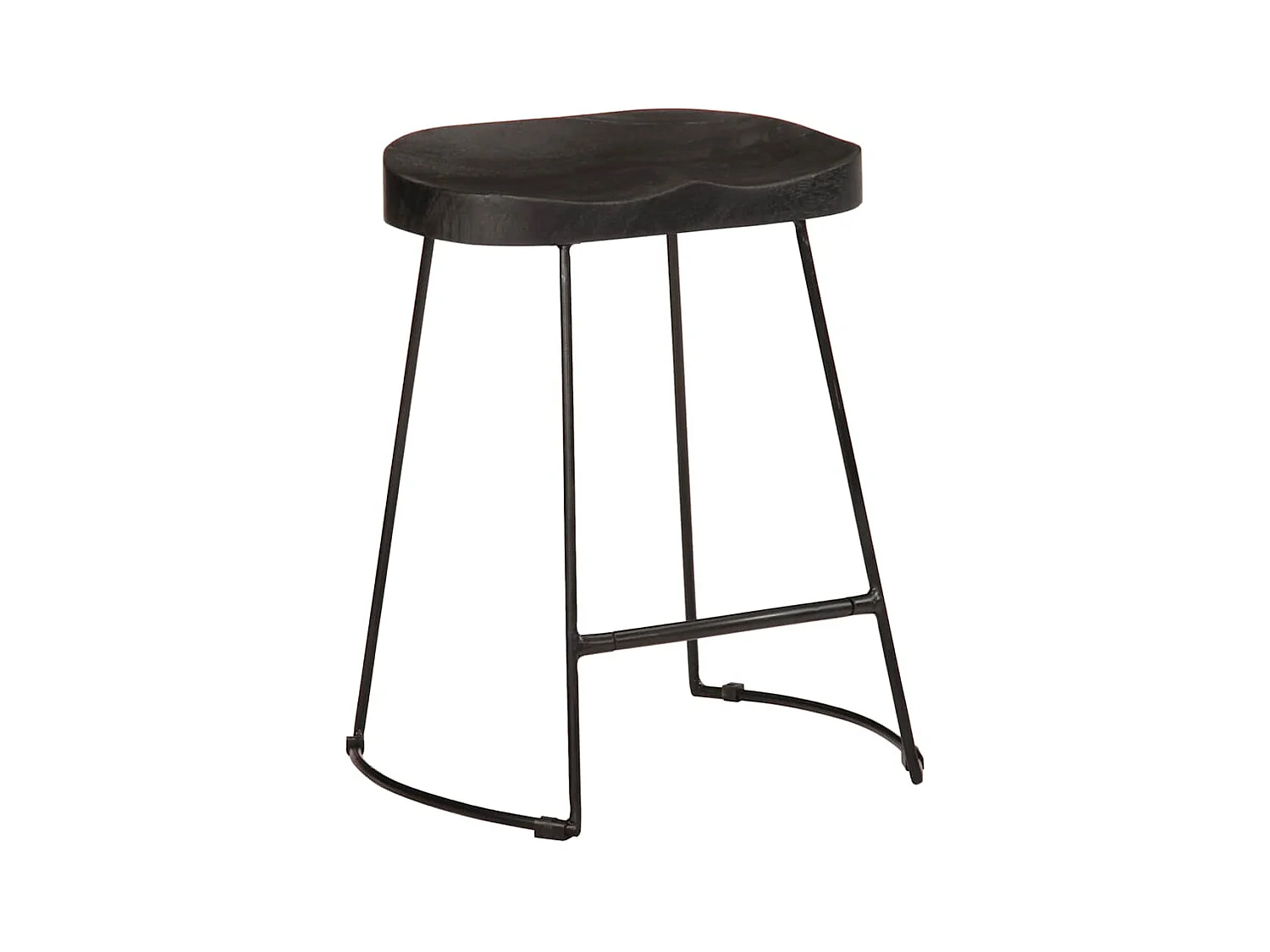 Set di 2 sgabelli da bar neri 46x38x52 cm in legno massello di mango