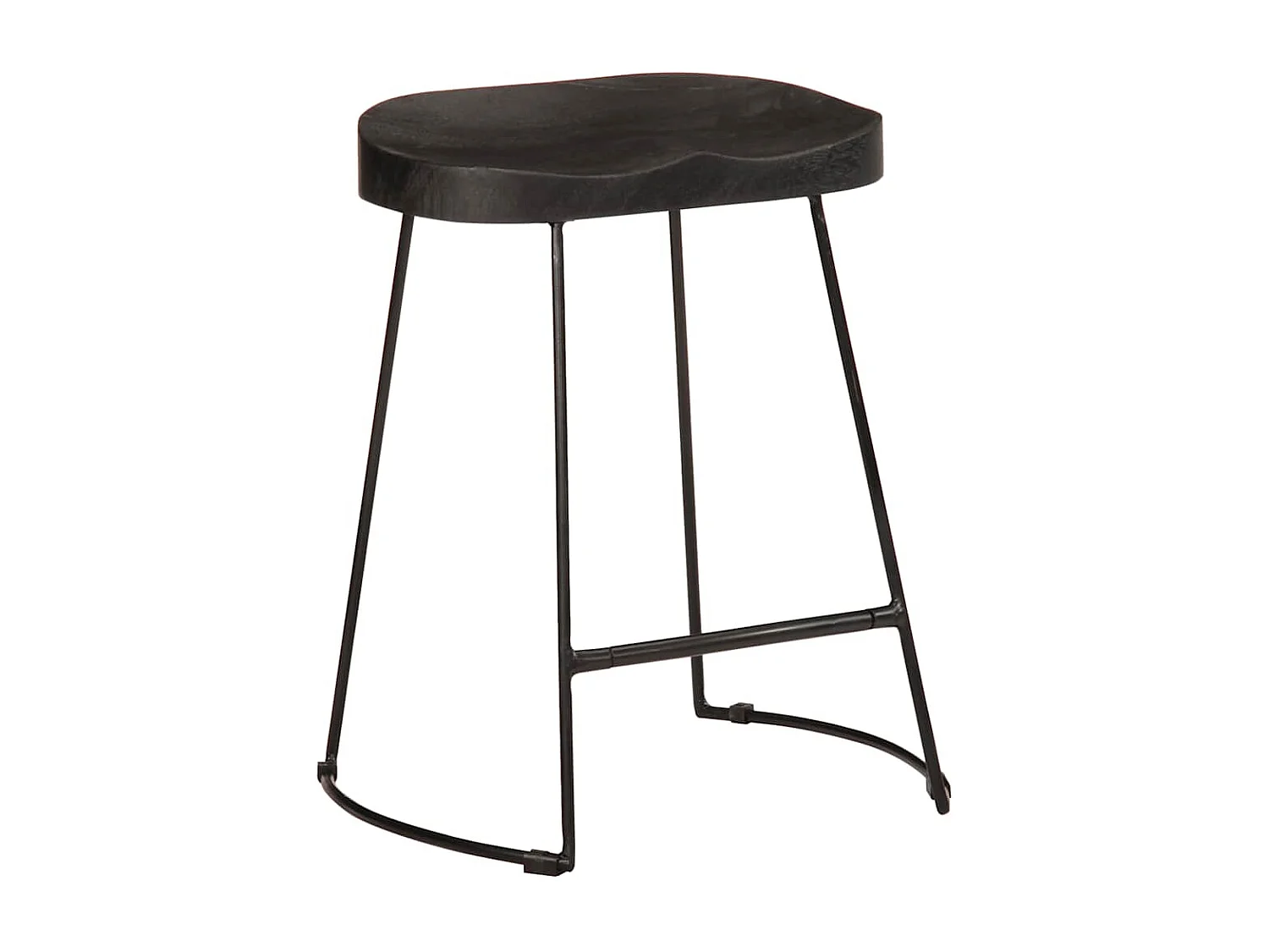 Tabourets de bar lot de 2 noir 46x38x52 cm bois manguier massif