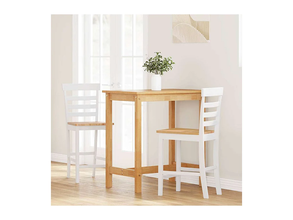 Sgabelli da bar 2 pezzi in legno massello di gomma bianco