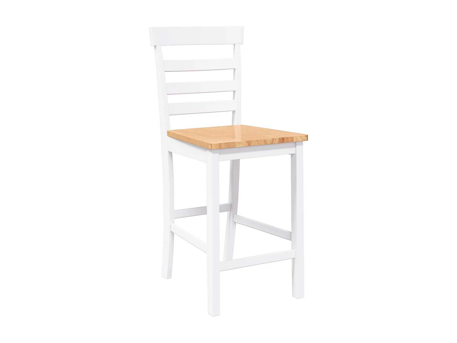 Tabourets de bar 2 pcs blanc bois massif d'hévéa