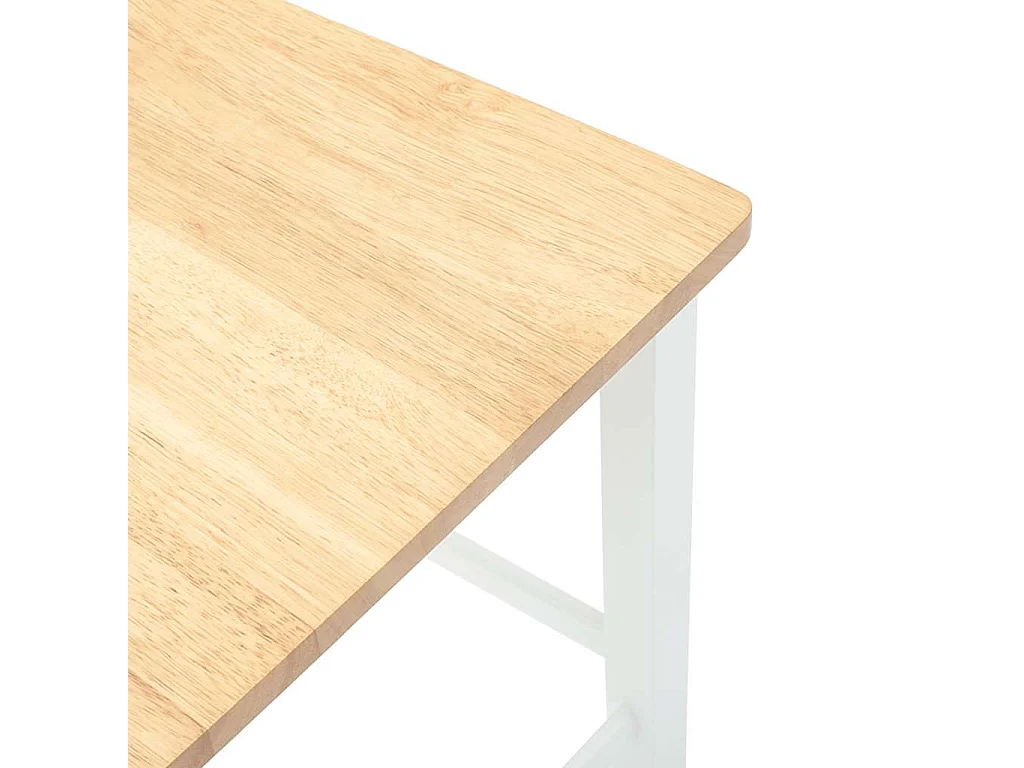 Tabourets de bar 2 pcs blanc bois massif d'hévéa
