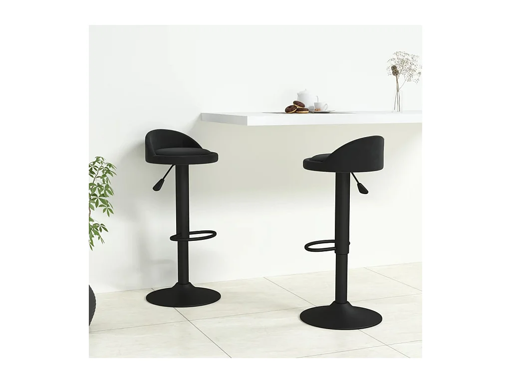 Set di 2 sgabelli da bar in velluto nero