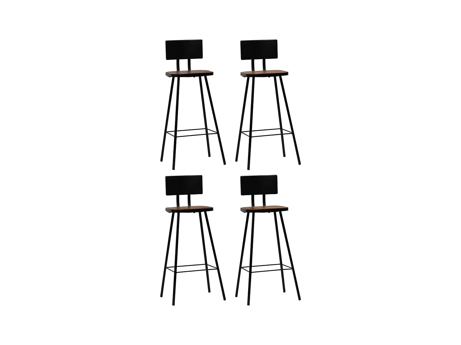 Tabourets de bar lot de 4 bois massif de récupération