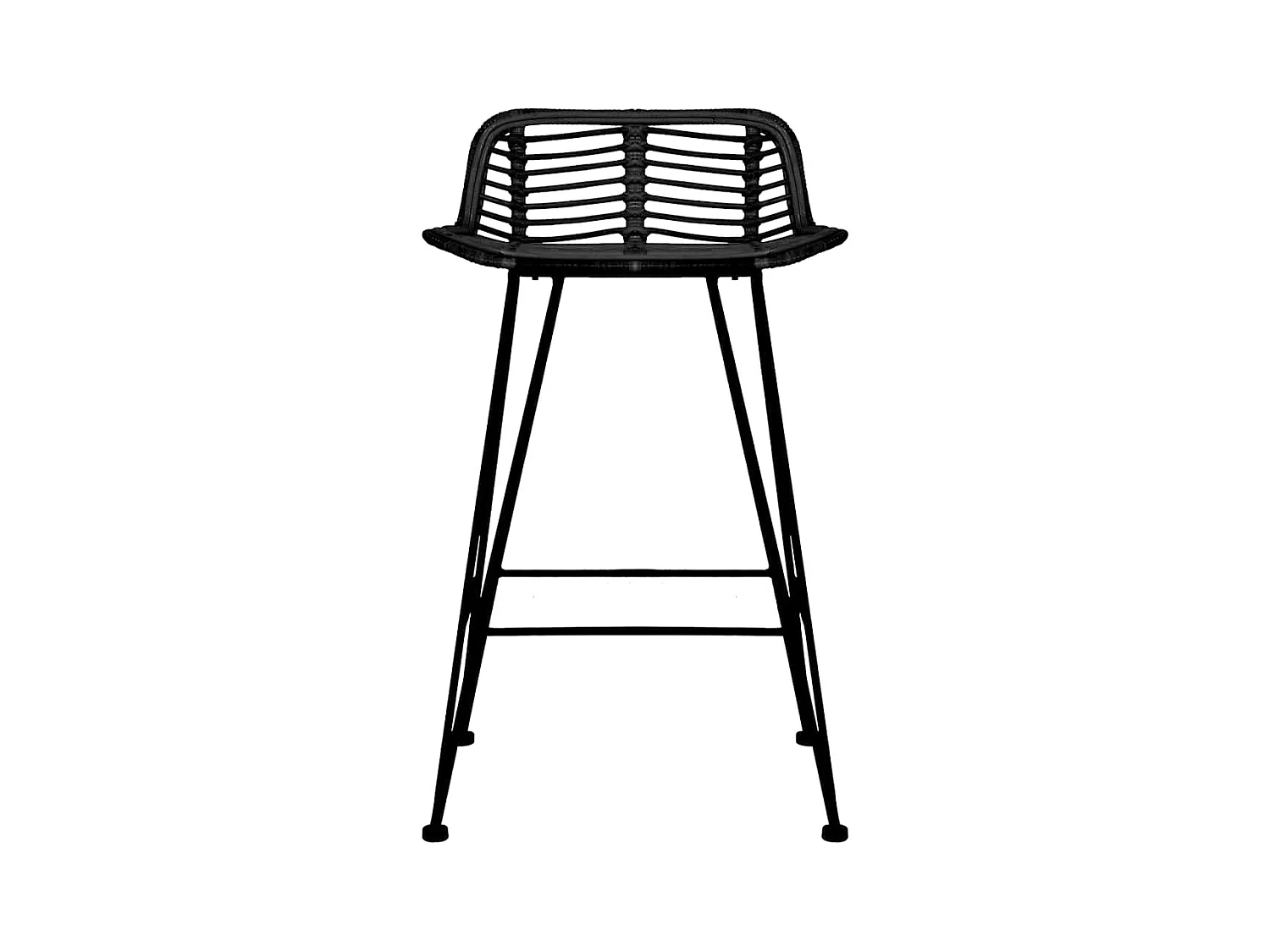 Set di 2 sedie da bar in rattan nero