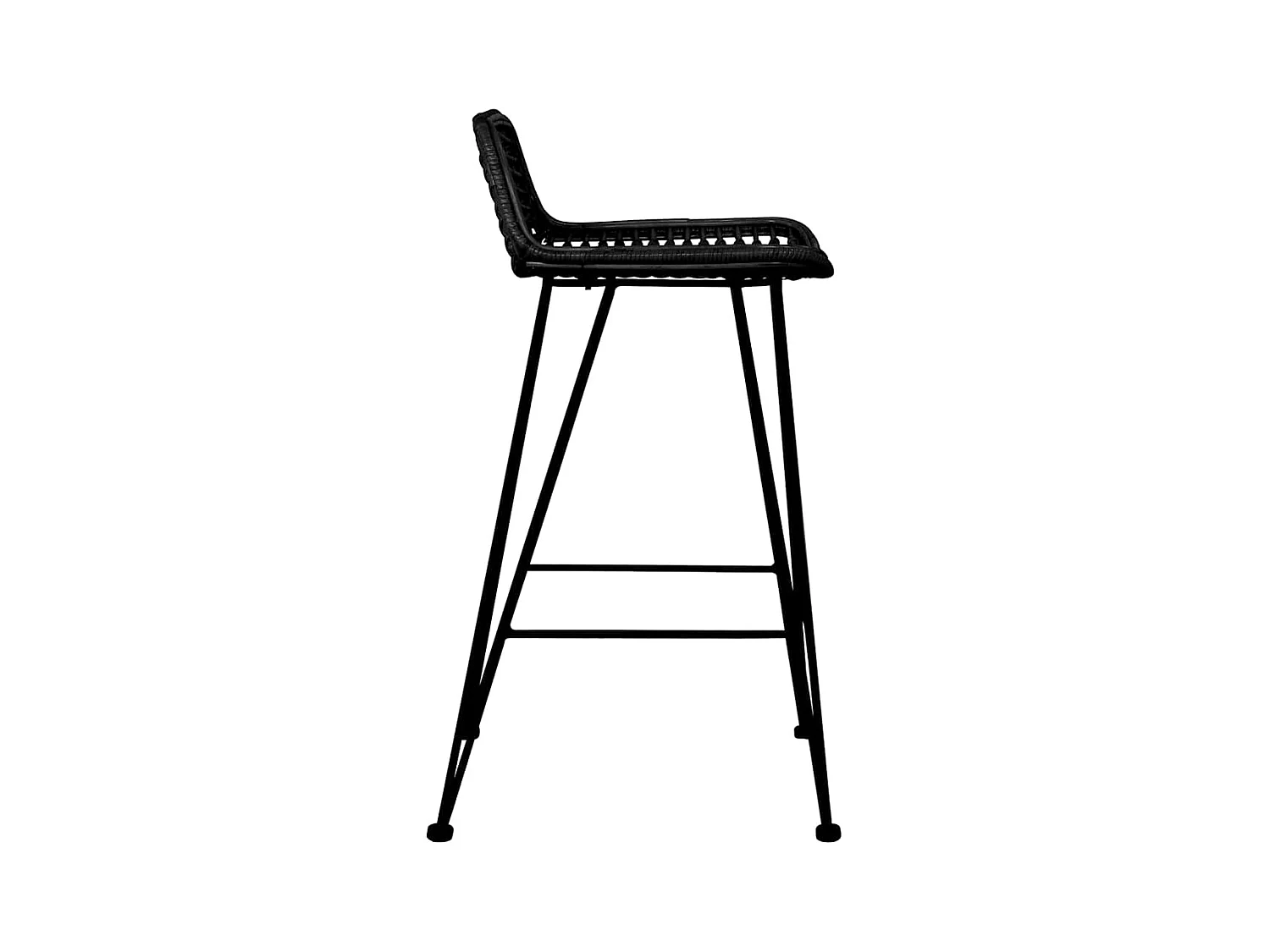 Set di 2 sedie da bar in rattan nero