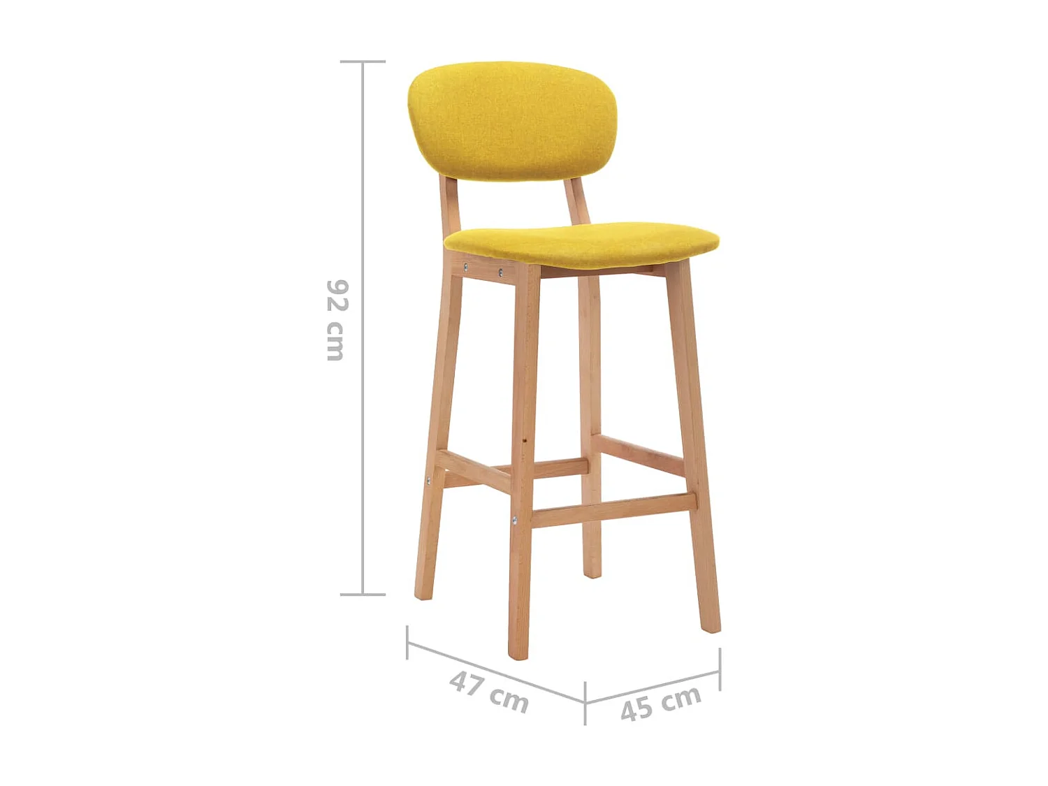 Tabourets de bar lot de 2 jaune moutarde tissu