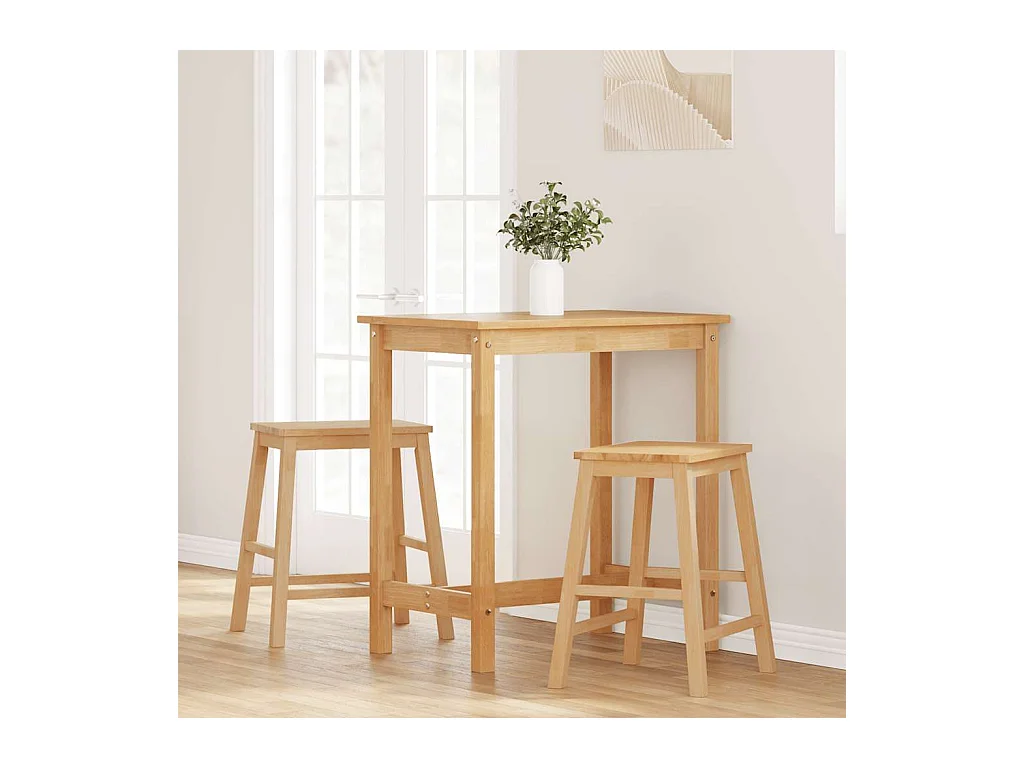 Barstühle 2er-Set aus massivem Gummibaumholz