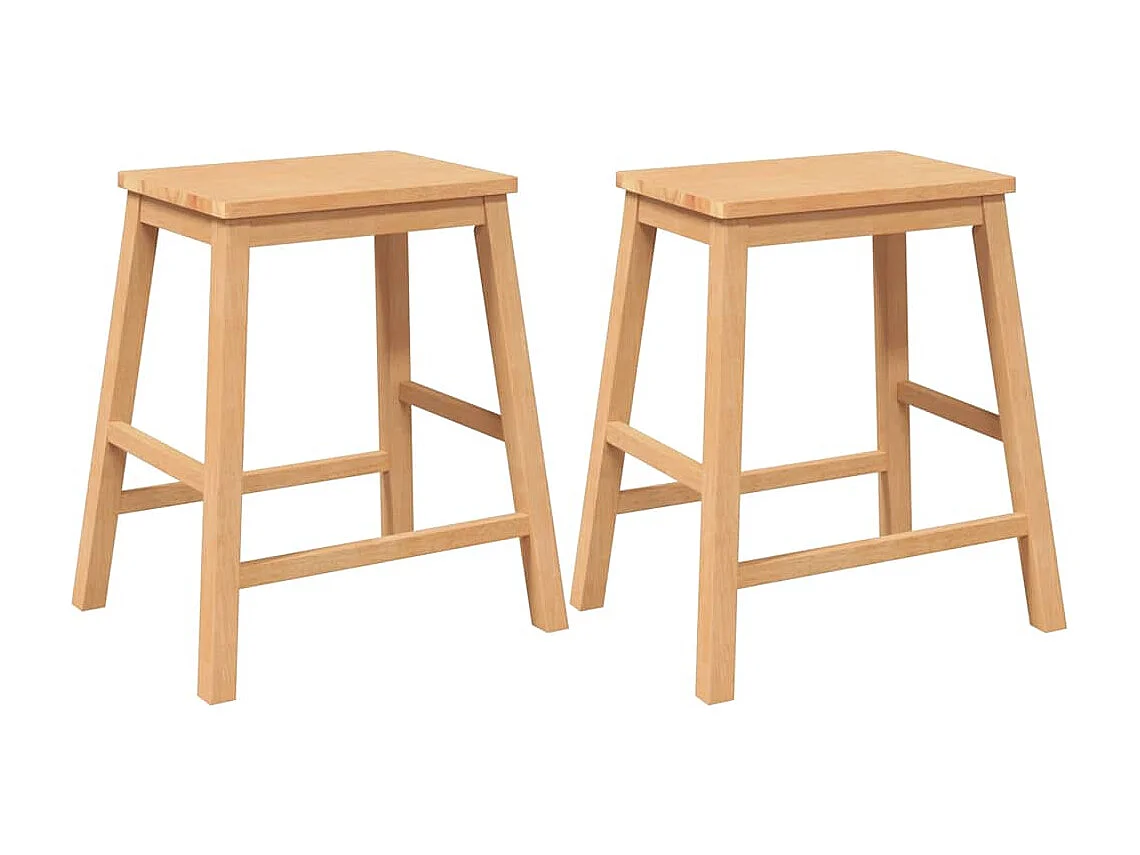 Chaises de bar lot de 2 bois massif d'hévéa
