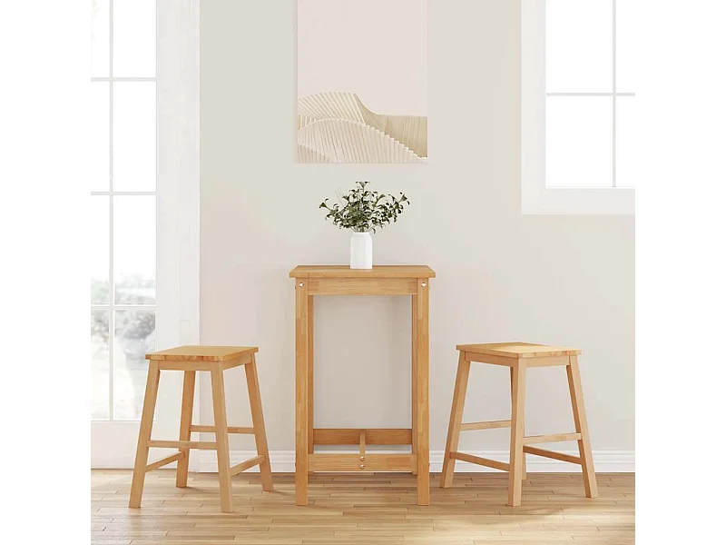 Chaises de bar lot de 2 bois massif d'hévéa