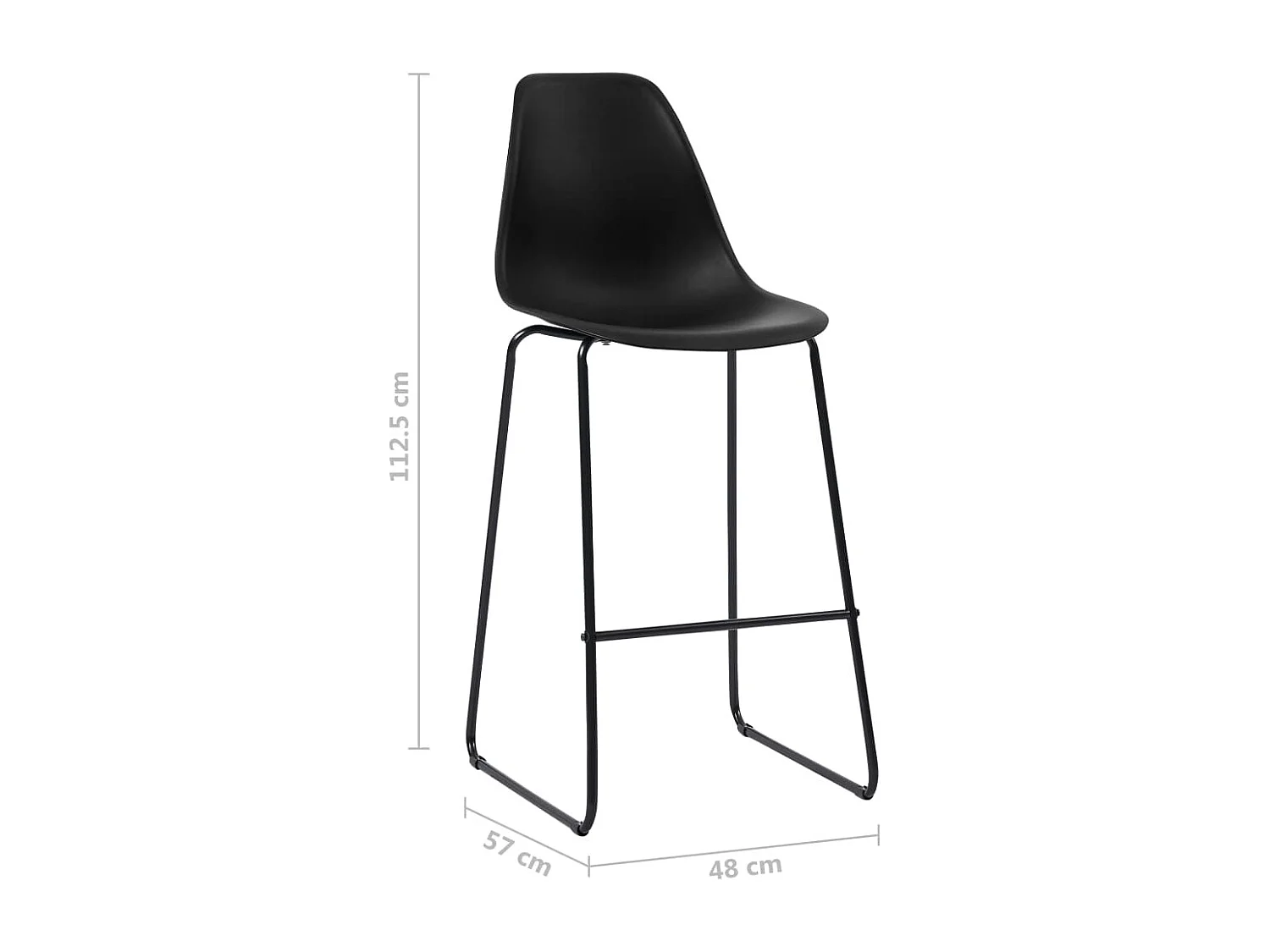 Chaises de bar lot de 6 noir plastique