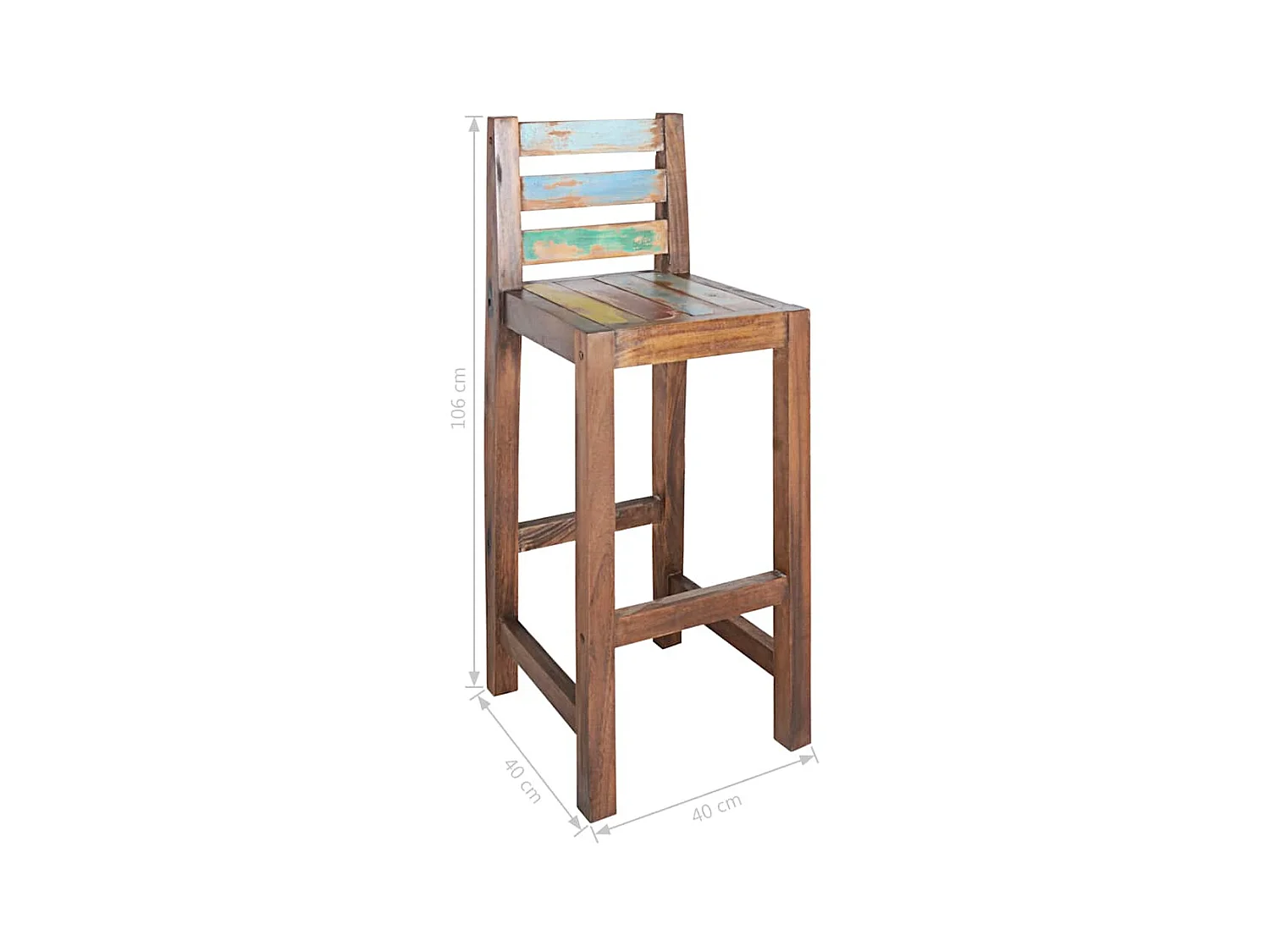 Juego de 2 taburetes de bar de madera maciza recuperada