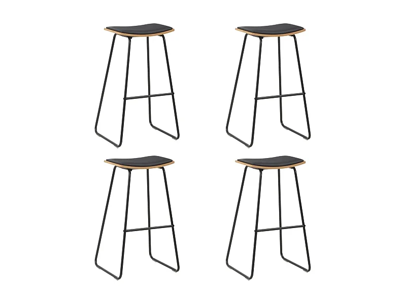 Set van 4 zwarte barkrukken van imitatieleer