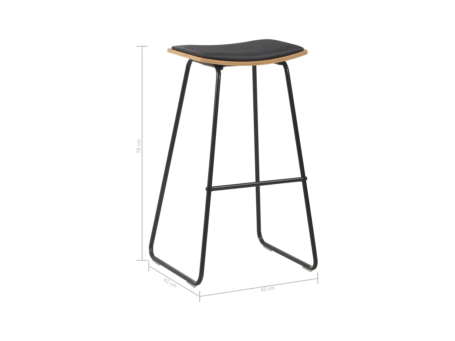 Set di 4 sgabelli da bar in similpelle nera