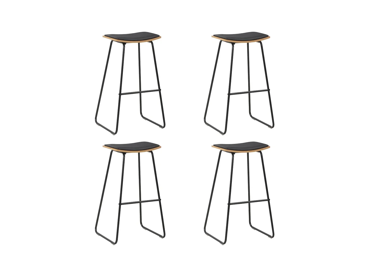 Tabourets de bar lot de 4 noir similicuir
