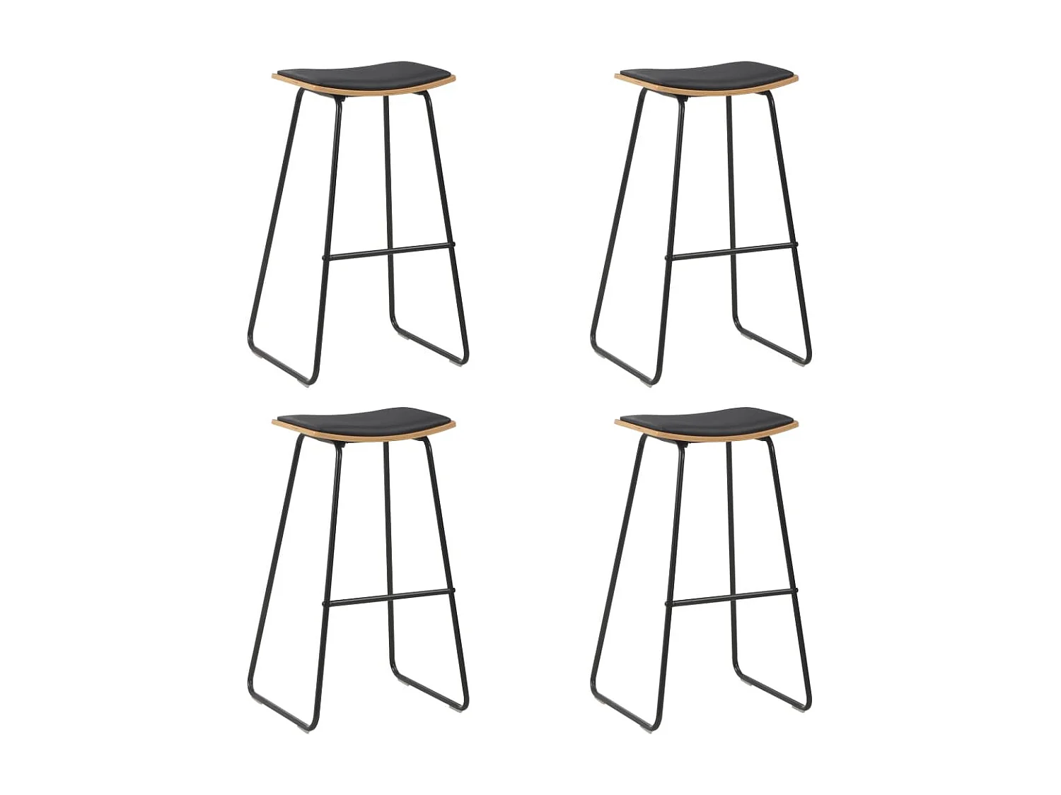 Tabourets de bar lot de 4 noir similicuir