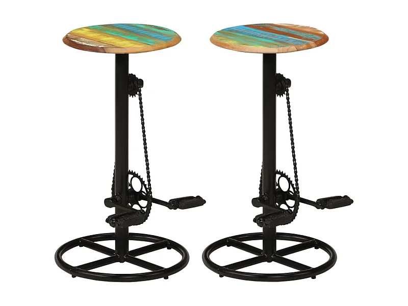 Juego de 2 taburetes de bar de madera maciza recuperada