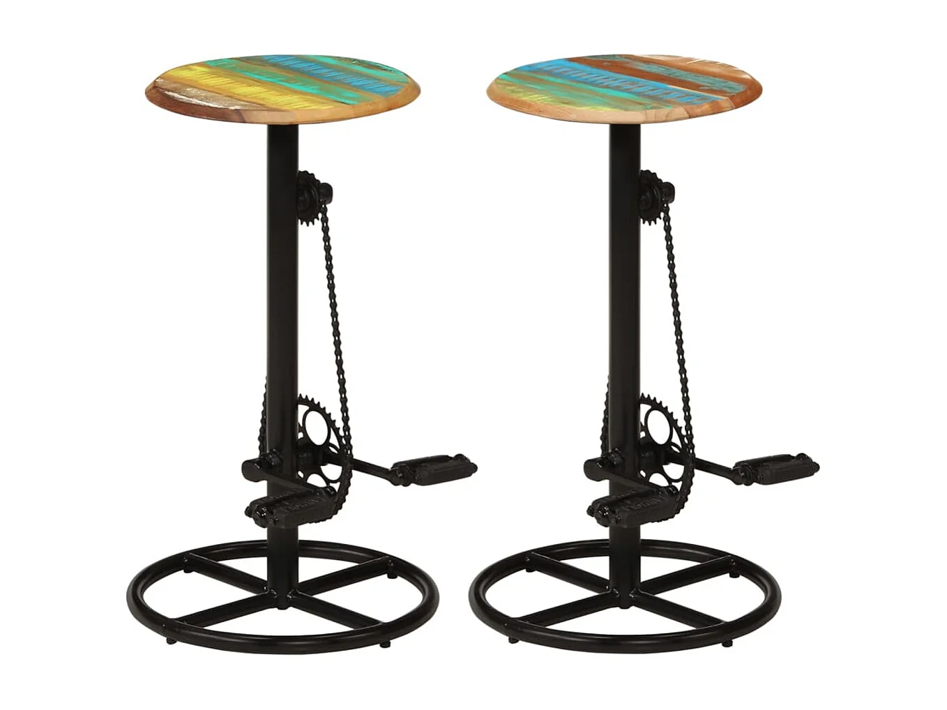 Tabourets de bar lot de 2 bois massif de récupération