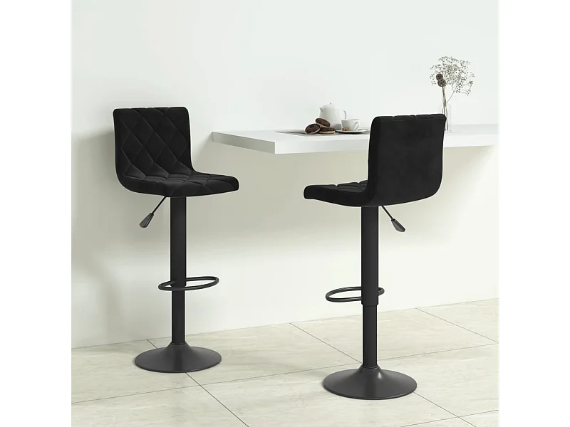 Tabourets de bar lot de 2 Noir Velours