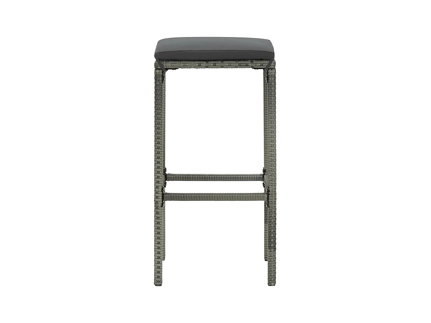 Juego de 6 taburetes de bar con cojines de resina de mimbre gris