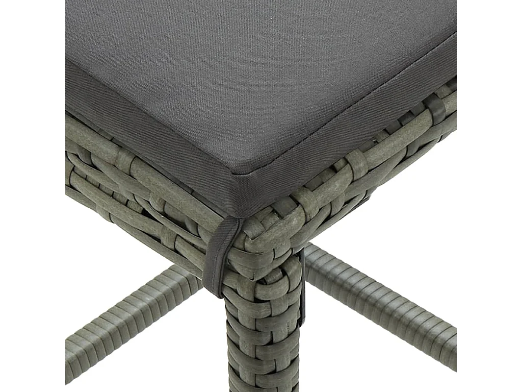 Juego de 6 taburetes de bar con cojines de resina de mimbre gris