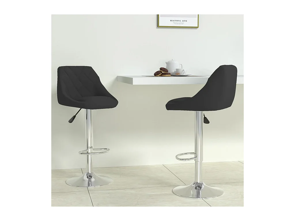 Set di 2 sgabelli da bar in velluto nero
